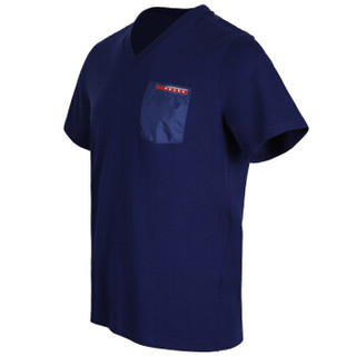 PRADA 普拉达 男士蓝色V领短袖T恤 SJM994 710 F0021 XL码