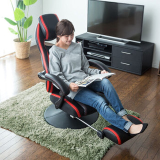 山业 电脑椅子 可转办公椅 可收纳脚垫 人体工学椅 赛车椅 电竞椅 游戏椅子 黑红 150-SNCF006