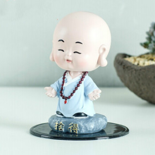卡通创意摇头小和尚 车载摆件车内饰品公仔弥勒 汽车用品 摇头款-舍得