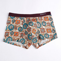 ROMON 罗蒙 男士内裤男平角裤透气四角裤高弹力舒适男式裤头4条装 M5222B 时尚印花组合 3XL