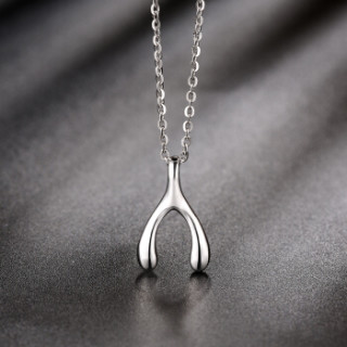 商品吾昔pt950铂金吊坠 白金心影许愿骨铂金套链吊坠女正品 送925银