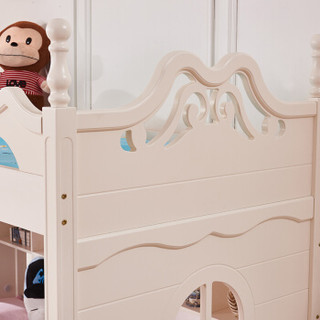A家家具 儿童床 韩式简约儿童上下床 实木框架高低床小孩双层床 1.2米床+拖床 ET16