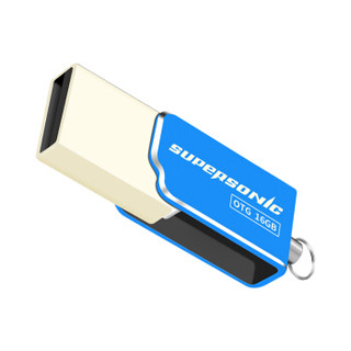 超音速 Supersonic 16GB USB 2.0 T6电脑手机双接口OTG 蓝色金属旋转U盘 高速读写 轻巧可爱女生U盘