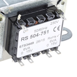 欧时RS Pro变压器504751 12VA 2输出 底盘安装变压器 10-5853 230V ac输入 15V ac输出 1
