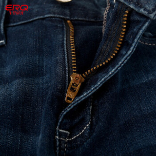 ERQ女士牛仔裤2019新款宽松直筒韩版休闲弹力修身牛仔长裤子 中蓝 30