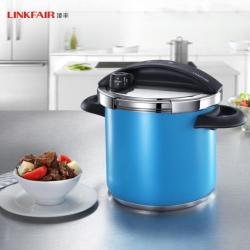 凌丰(LINKFAIR) 压力锅304不锈钢高压锅汤锅炖肉省时送玻璃盖蒸笼 锅内无涂层5.5L 蓝色LFPC-JD5507