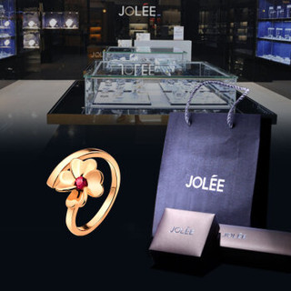 羽兰（JOLEE) 戒指 红碧玺银均码指环日韩版时尚简约玫瑰金色新款饰品送女友生日礼物