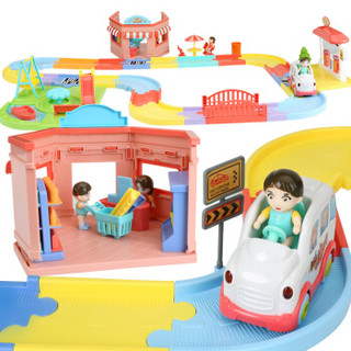 益米（YIMI）DIY轨道组合 小火车头套装赛车轨道汽车 儿童玩具 轨道车  NO.689-10（82PCS）