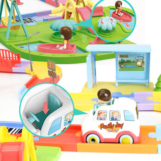 益米（YIMI）DIY轨道组合 小火车头套装赛车轨道汽车 儿童玩具 轨道车  NO.689-10（82PCS）