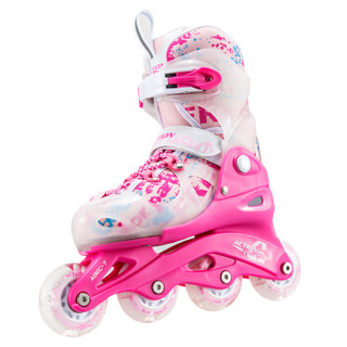 动感（ACTION）溜冰鞋儿童套装轮滑鞋成人闪光旱冰鞋滑冰鞋男女直排PW-116粉+头盔+护具+包（高配）M/34-37
