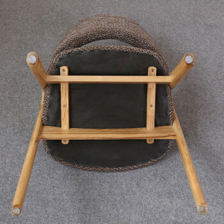 ZHONGWEI 中伟 实木餐椅白橡木电脑椅简约办公椅北欧布艺椅子-灰色