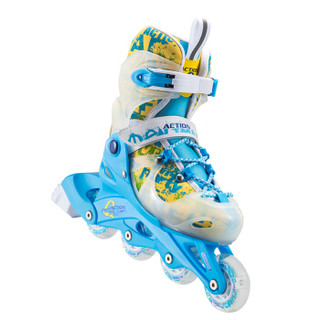 动感（ACTION）溜冰鞋儿童套装轮滑鞋成人闪光旱冰鞋滑冰鞋男女直排PW-116蓝+头盔+护具+包（高配）M/34-37