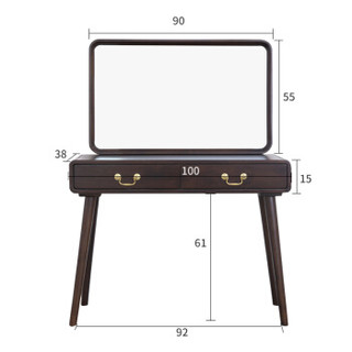 香木语 北欧ins风全实木化妆台梳妆台 卧室小户型迷你简约化妆桌 胡桃色化妆桌（不带斗柜）3758