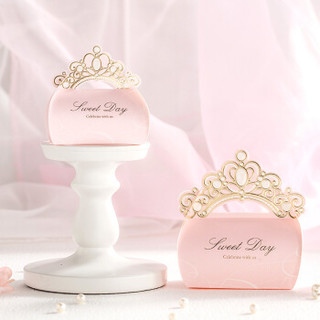 雨花泽 西式皇冠喜糖盒子 婚礼喜糖袋结婚用品生日满月百天派对 礼品盒粉色20个装