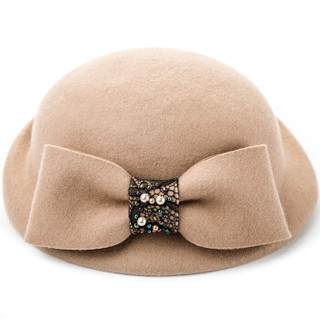 诗丹凯萨礼帽女士冬季时尚圆顶羊毛贝雷帽 FW122064 浅驼色 55cm-57cm