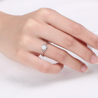 鸣钻国际 时光 白18k金钻戒女款 群镶钻石戒指结婚求婚女戒 钻石对戒女款 共约26分