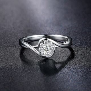 鸣钻国际 时光 白18k金钻戒女款 群镶钻石戒指结婚求婚女戒 钻石对戒女款 共约26分