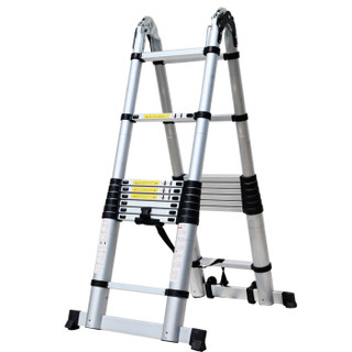 易存梯子铝合金伸缩梯子家用人字梯多功能工程折叠梯 人字梯2米+2米
