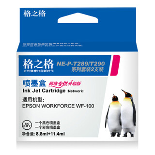 格之格T289/T290墨盒NE-P-T289/T290套装2支装适用爱普生WF-100打印机耗材