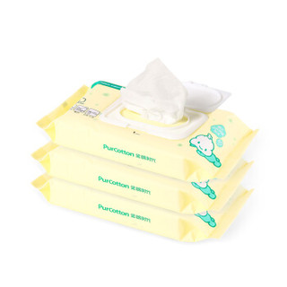全棉时代（PurCotton）800-002753-01 全棉时代袋装婴儿清洁专用纯棉湿巾 80抽/袋，3袋