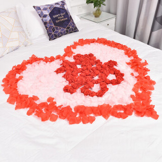 雨花泽 1800片玫瑰花瓣 无纺布玫瑰花片求婚情人节表白婚房布置婚床装饰用品 大红色