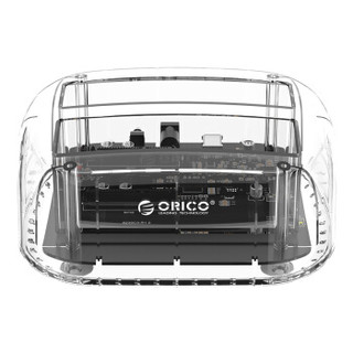奥睿科（ORICO）移动硬盘盒底座3.5/2.5英寸Type-c硬盘座 固态机械外置盒SATA串口 双盘位透明6239C3