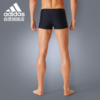 阿迪达斯 adidas 泳裤男士高弹抗氯平角游泳裤经典条纹 BR5989 石灰色 XXL