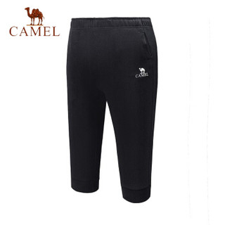 CAMEL 骆驼   运动裤男女士运动显瘦七分裤直筒修身外穿短裤  C9S151643 女款黑色 XXL