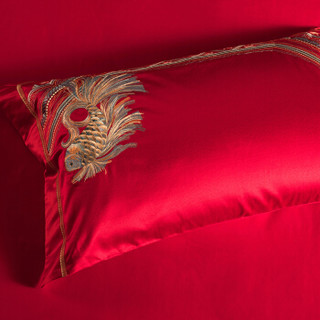 罗莱家纺 LUOLAI 亲肤提花婚庆八件套 结婚红色床上用品 缘来是你 1.8米床 220*250cm