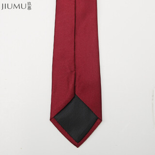 玖慕（JIUMU ）百搭男士领带上班工作面试商务正装西装纯色领带婚礼新郎领带礼盒装 TJ003红色