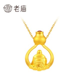 商品老庙黄金硬足金999吊坠禅悦系列福至心灵1050000626 禅悦系列福至