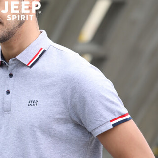 吉普 JEEP 短袖POLO衫男 2019夏季新品纯色棉翻领大码休闲商务T恤PY3963 灰色 2XL