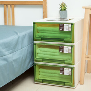 禧天龙Citylong 透明储物柜 抽屉收纳柜 环保塑料收纳箱衣柜玩具整理柜 22L绿色3个装5115