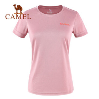 骆驼（CAMEL）瑜伽服上衣短袖速干男女款宽松跑步健身服运动T恤 T9S2Y6147/T9S1Y6146 粉红 女 L