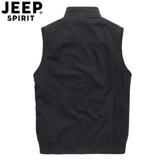 吉普 JEEP 马甲男 2019春季新款男士多口袋休闲背心加大码户外坎肩 L3577 黑色 3XL