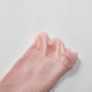 威尔贝鲁(WELLBER)婴儿长筒袜宝宝网眼透气夏季纱袜2条装白色款/水粉款均码