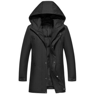 xuebao/雪豹2019冬季保暖新品羽绒服男士连帽修身长款休闲大气外套02253 黑色 52