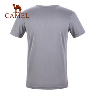 骆驼（CAMEL）瑜伽服上衣短袖速干男女款宽松跑步健身服运动T恤 T9S2Y6147/T9S1Y6146 灰色 男 L