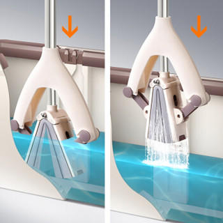 拓朴（TOPOTO）大卫海绵胶棉拖把桶  吸水拖把拖布折叠挤水胶棉拖 送拖把桶  M5胶棉桶  1杆2头
