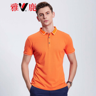 雅鹿 POLO衫男 2019春夏季新品商务休闲翻领修身POLO衫男装纯色青年男装LZ-6016 果绿 2XL