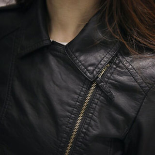 AUDDE 2019春夏季新款女装新品仿皮皮衣女短款韩版修身皮夹克pu皮外套 cchNHZ66 黑色标准款 XL