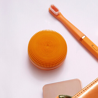 cleaneed 马卡龙洁面仪 硅胶声波电动毛孔清洁 洁面仪 香橙色