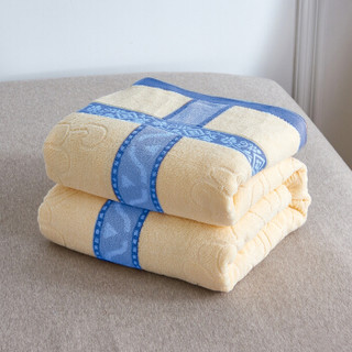 思侬家纺毛巾被纯棉 成人全棉单人空调毯子毛巾毯盖毯被子 加厚双人毛毯床单加厚 蓝色 180X220cm