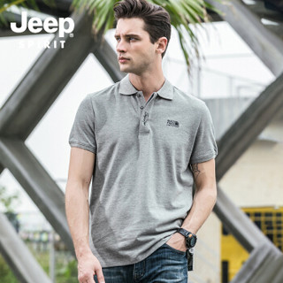 吉普 JEEP 男士POLO衫  2019春夏季新品男士短袖T恤翻领POLO衫潮流韩版修身男装  FSM-1036 灰色 2XL