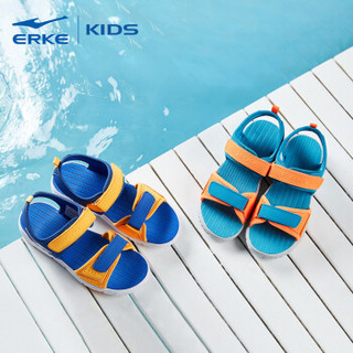 鸿星尔克（ERKE）童鞋男儿童凉鞋露脚趾小孩沙滩鞋 63116210052 古蓝/鲜橙 34码