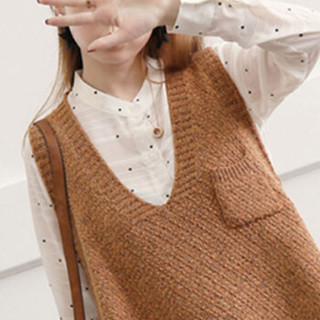 亚瑟魔衣针织马甲韩版学院风针织衫背心V领套头毛衣女上衣SH-BX161 深灰色 均码