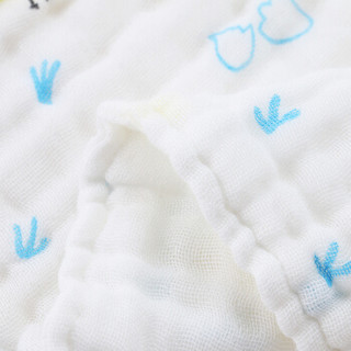 米乐鱼 婴儿口水巾纱布洗脸小方巾儿童宝宝毛巾手帕飞鸟集蓝3条装