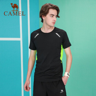 骆驼（CAMEL）瑜伽运动套装男款上衣短袖跑步训练T恤两件套装健身服 J9S206617 灰色 M