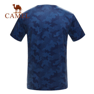 骆驼（CAMEL）健身服男子短袖跑步上衣瑜伽运动T恤宽松吸汗透干衣  T9S2X6105 墨蓝 M