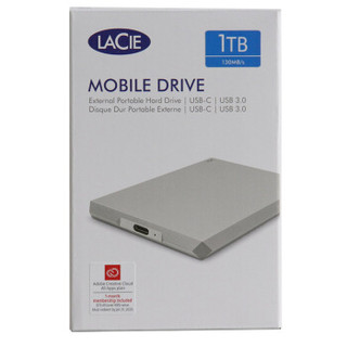 LaCie 1TB Type-C/USB3.1 移动硬盘 Mobile Drive 棱镜系列 2.5英寸 钻石切割 周年设计